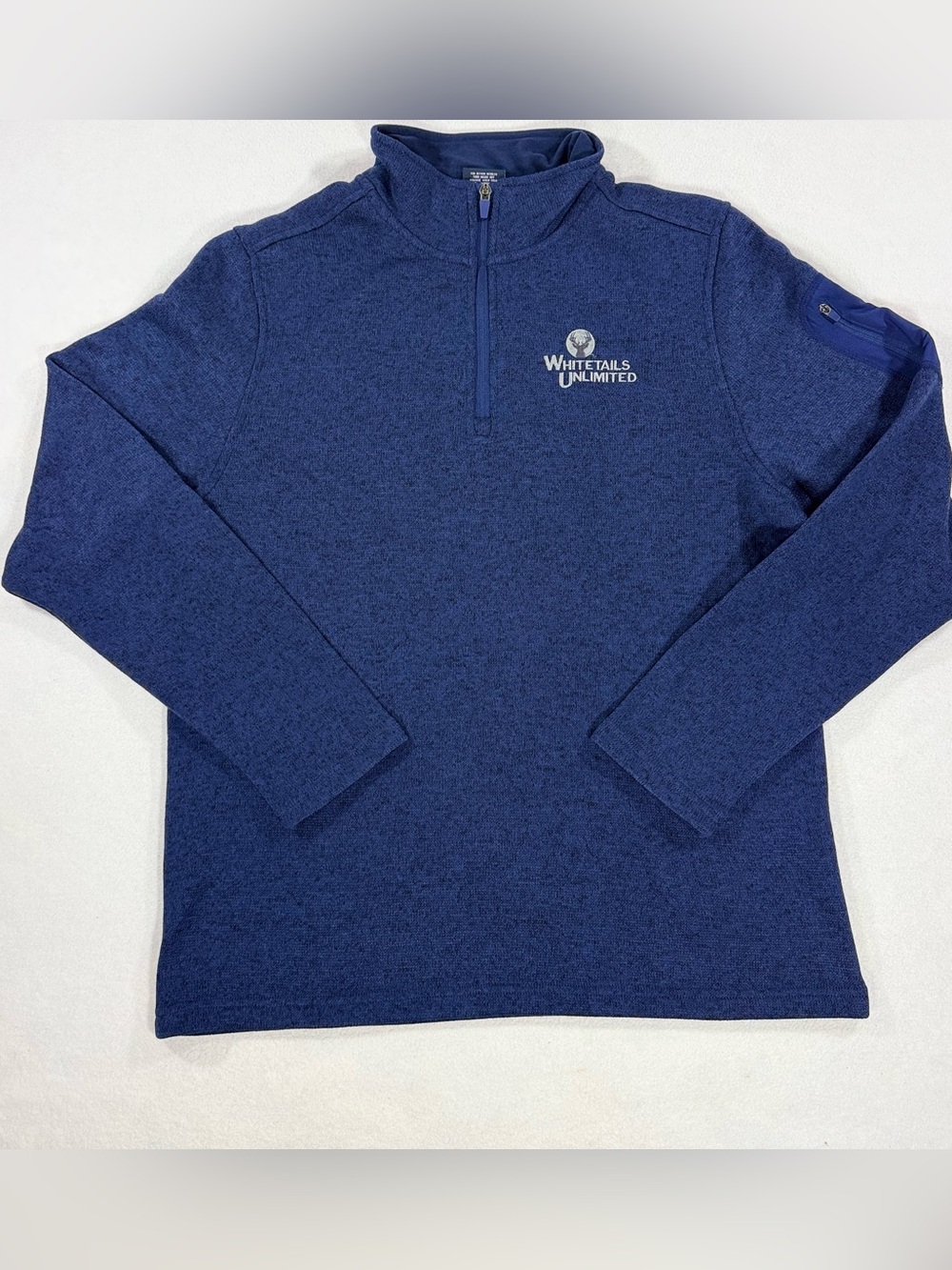 Whitetails Unlimited Charles River Apparel Dark Blue Quarter Zip Size Large